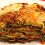 Lasagne with spinach and meet